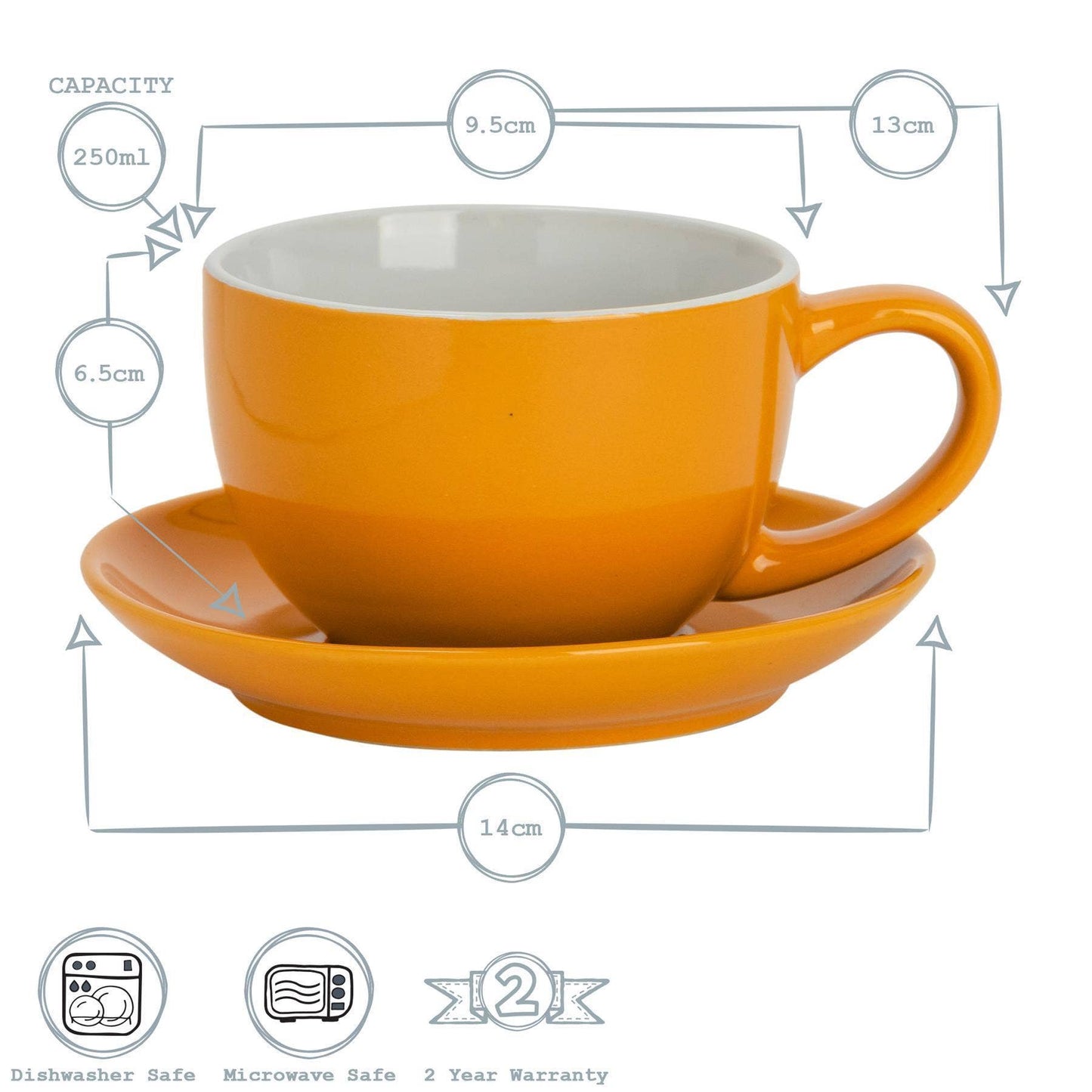 Argon Tableware Coloured Saucer for Cappuccino Cup - Yellow