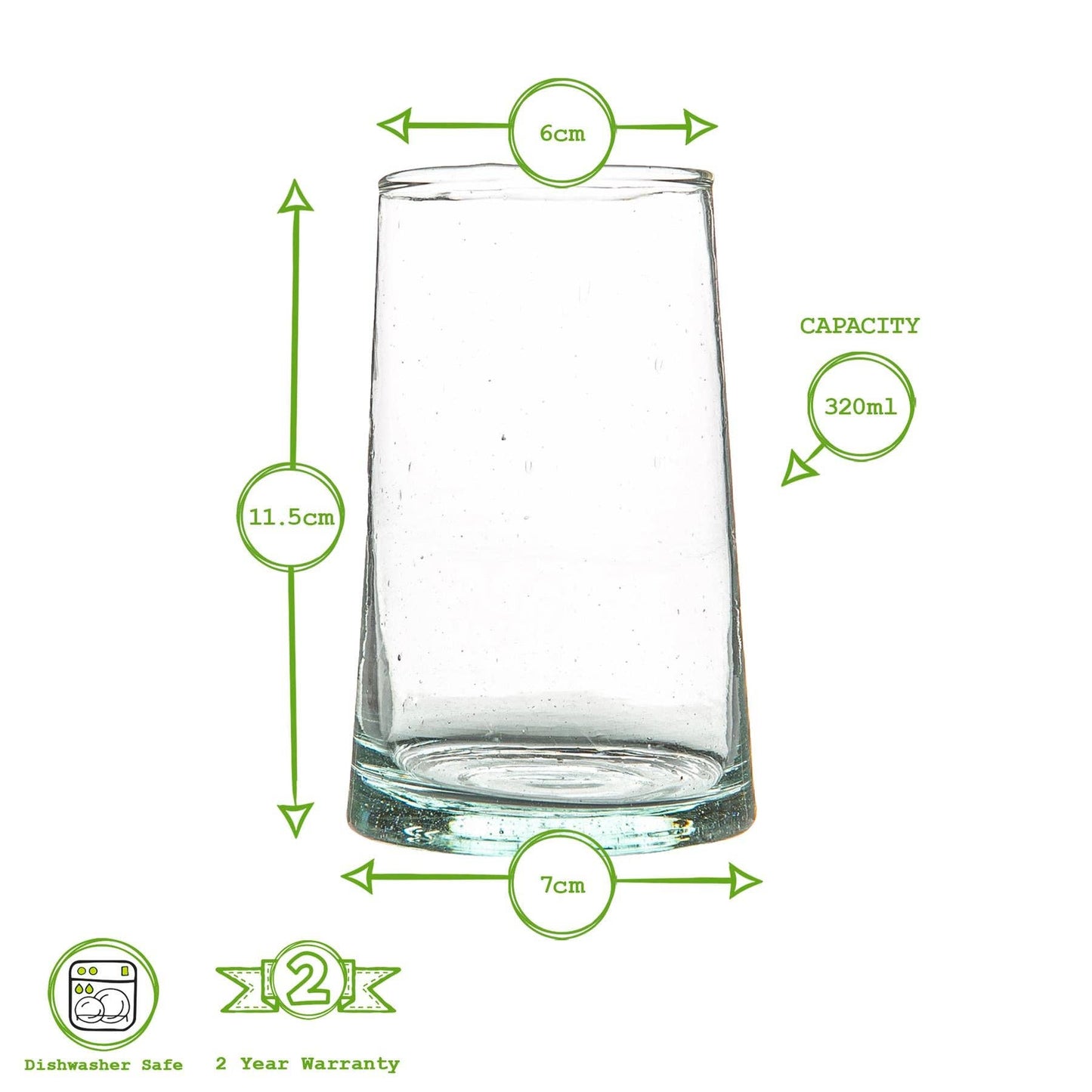 Nicola Spring Merzouga Recycled Highball Glass 320ml Clear