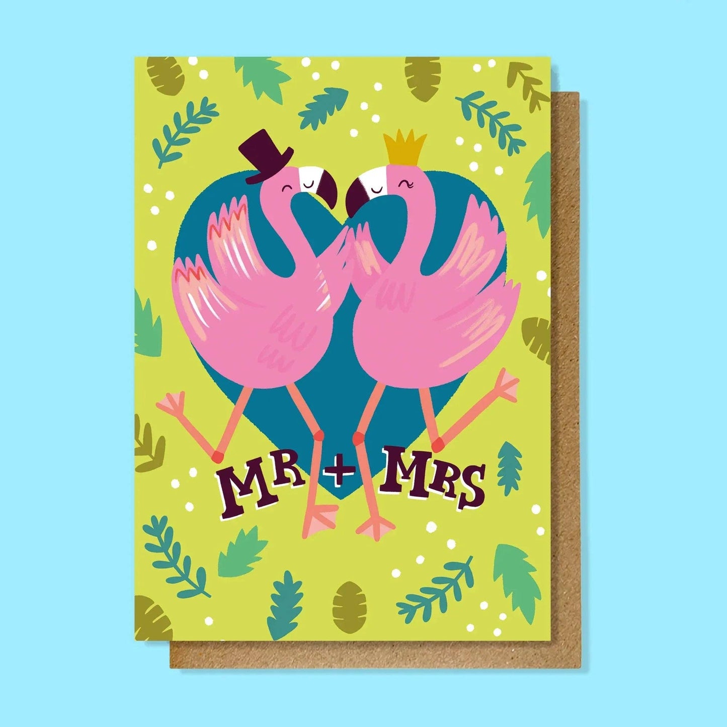Mr and Mrs Flamingo Wedding Card