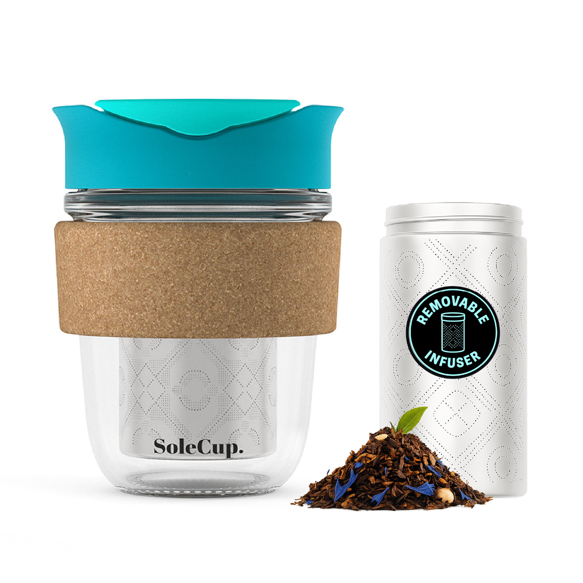 SoleCup Glass Travel Mug - 12oz with Tea Infuser