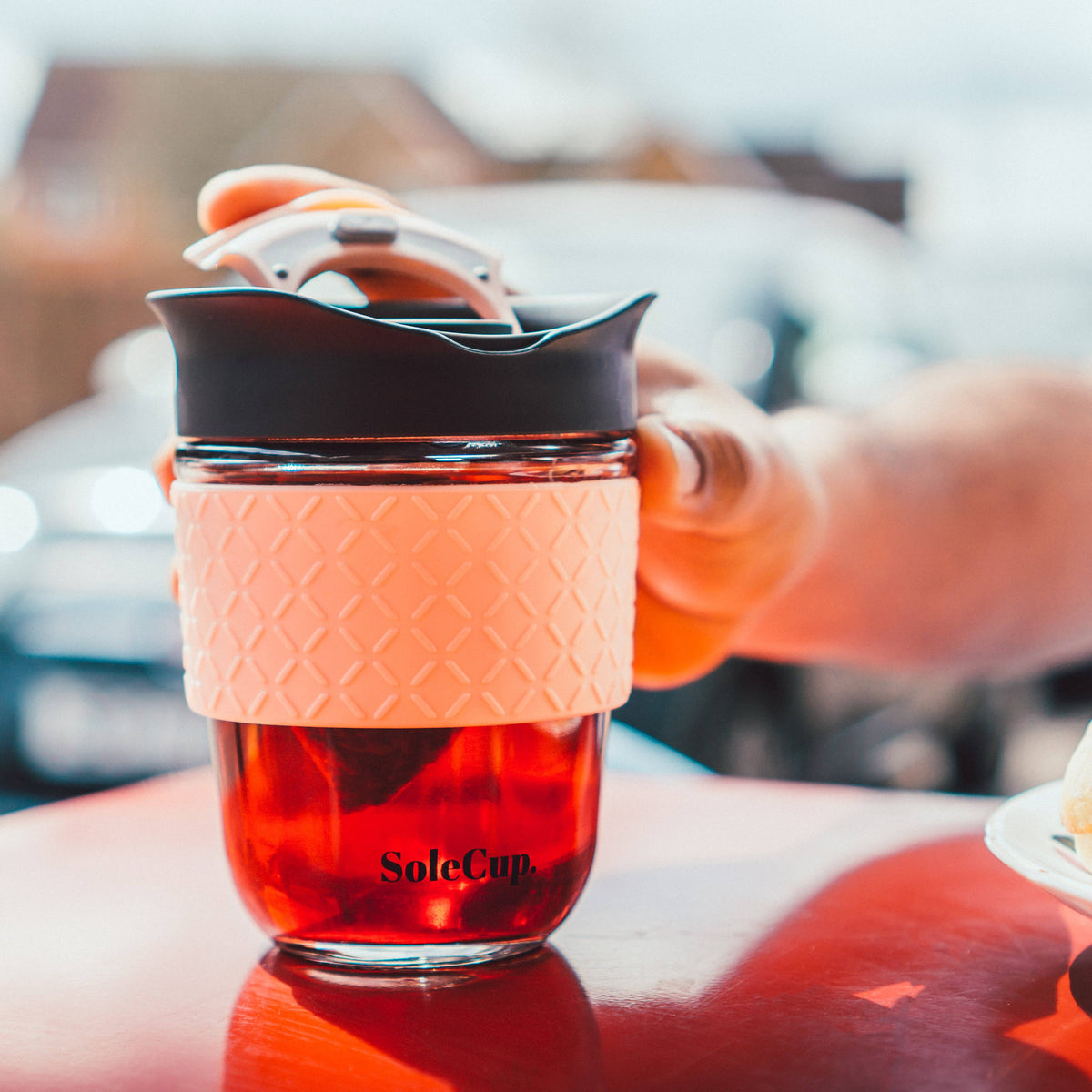SoleCup Glass Travel Mug - 12oz/340ml - With Tea Infuser