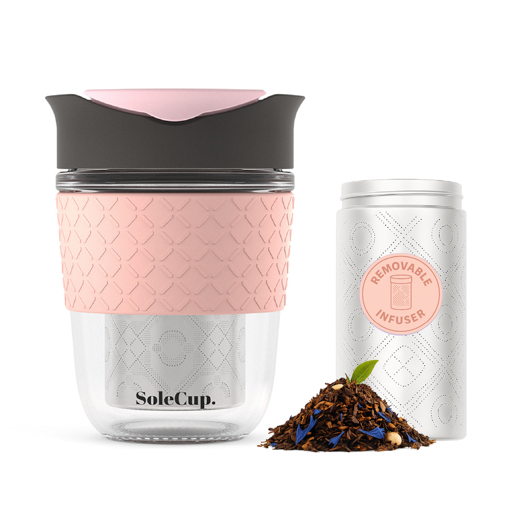 SoleCup Glass Travel Mug - 12oz/340ml - With Tea Infuser