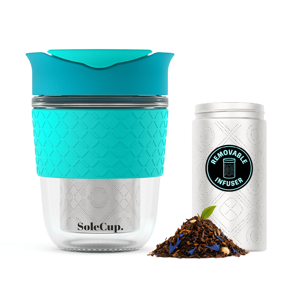 SoleCup Glass Travel Mug - 12oz/340ml - With Tea Infuser