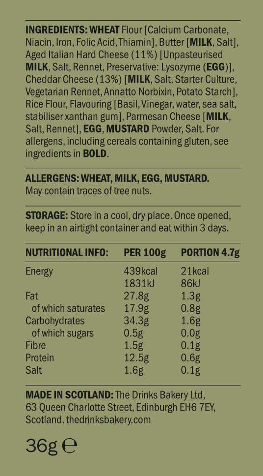 Drinks Biscuits - Italian Cheese & Sweet Basil 36g