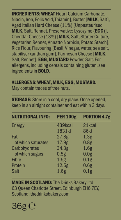 Drinks Biscuits - Italian Cheese & Sweet Basil 36g