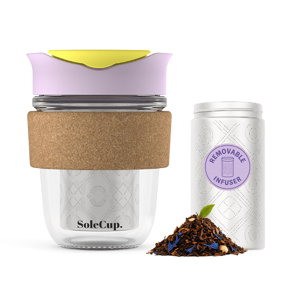 SoleCup Glass Travel Mug - 12oz with Tea Infuser