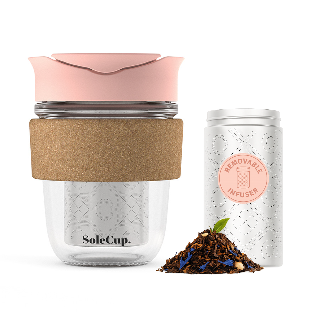 SoleCup Glass Travel Mug - 12oz with Tea Infuser
