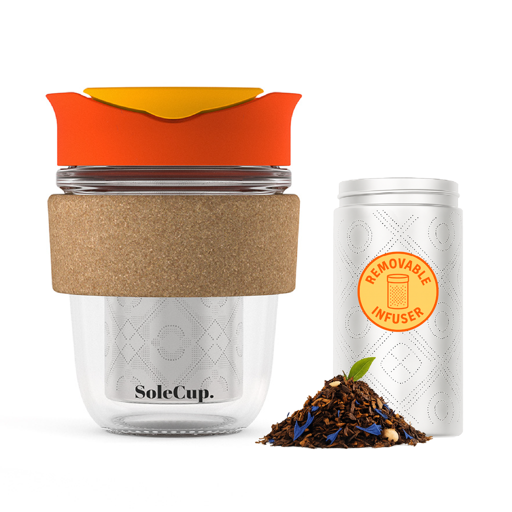 SoleCup Glass Travel Mug - 12oz with Tea Infuser