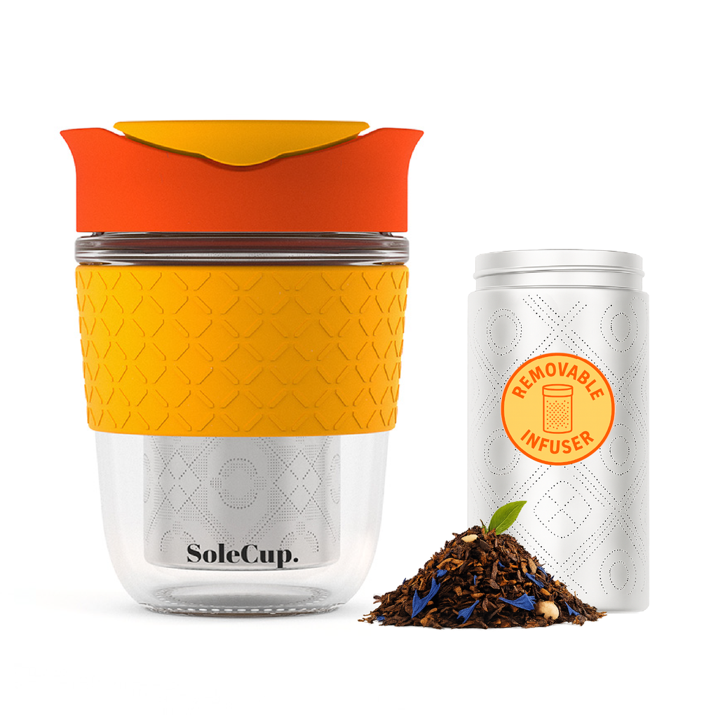 SoleCup Glass Travel Mug - 12oz/340ml - With Tea Infuser