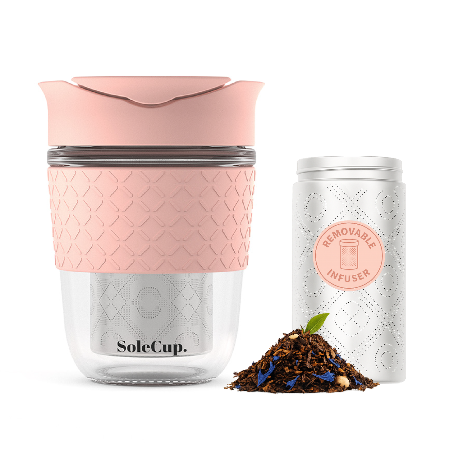 SoleCup Glass Travel Mug - 12oz/340ml - With Tea Infuser