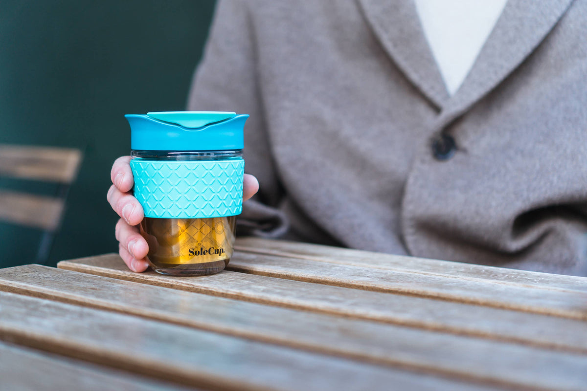 SoleCup Glass Travel Mug - 12oz/340ml - With Tea Infuser